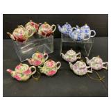 12 Miniature Floral Teapots