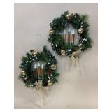 16-Inch Gold Candle Wreath Set