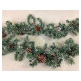 Green Flocked Garland with Pinecones