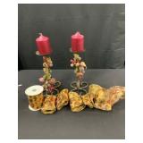 Floral Candlesticks and Ribbon Set