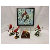 Cardinal Figurines and Framed Tile Art Set