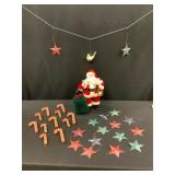 Christmas Decorations Lot with Santa Figurine