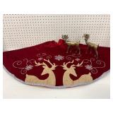 48in Tree Skirt with Brass Reindeer