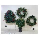 Holly Wreaths and Topiary Decorations