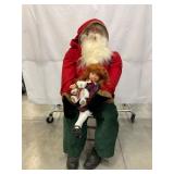 Father Christmas Seated in Wooden Chair