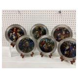 6 Rhodes Studio Pewter-Edge Plates