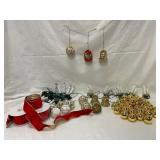 Christmas Decorations Lot With Lights and Ribbon