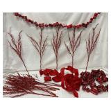 Red Glitter Twig Picks and Garland Set