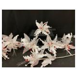 13 White Poinsettia Picks With Glitter