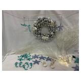 Silver and White 16-Inch Wreath Set
