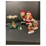 Christmas Decor Lot with Figures and Candlesticks