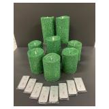 Luminara Green Glitter LED Candles