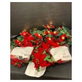 Red Poinsettia Garland with Lights
