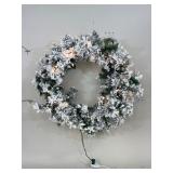26-Inch Flocked Pre-Lit Wreath