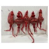 Five Red Hanging Ornaments