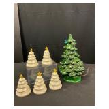 Ceramic Christmas Tree Set with Lighted Tree