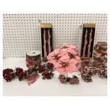 Pink Decor Set with Candles, Picks, and Poinsettia
