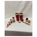 Nesting Santas, Snowman, Boots