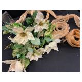 Artificial Poinsettias and Decorative Mesh