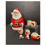 Santa Cookie Jar and Christmas Mini Mugs