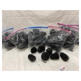 60 Black Glittered Pine Cones