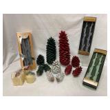 Beeswax Candle and Wax Pine Cone Lot