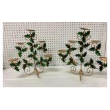 Two Holly Leaf Candle Holders