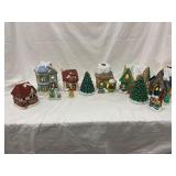 Hand-Painted Holiday Village Set by Mary Cabela