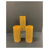3 Gold Glitter LED Candles