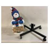 27-Inch Resin Snowman and 29-Inch Tree Stand
