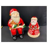 Two Paper Mache Santa Figurines