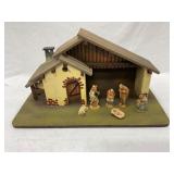 Nativity Scene with Wooden Stable