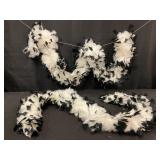 Ten Black-Tipped White Feather Boas