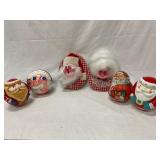 3 Papier-Mache Santas