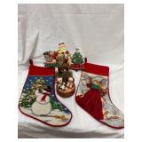 Christmas Decor Lot With Stockings