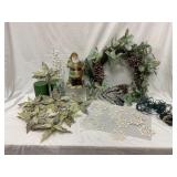 Holiday Decor Set with Wreath and Santa