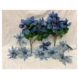 Artificial Blue Poinsettia Flower Lot