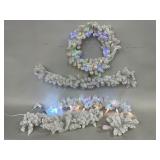 White Flocked Garland & Wreath Set