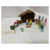 Antique Celluloid Nativity Set with Manger