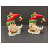 Two Santa and Elves Figurines