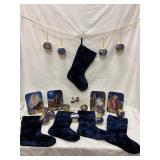 Christmas Decor Lot with Plates and Stockings