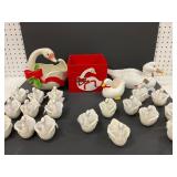 Fitz & Floyd Christmas Swan Set