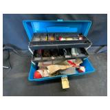 Blue Plastic Fishing Tackle Box & Fishing Items