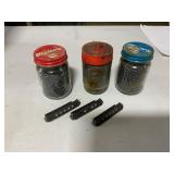 Three Jars of Lead Shot with Plastic Mounts