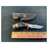 Damascus Steel Knife with Horn Handle