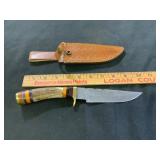 Damascus Steel Knife with Bone Handle