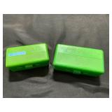 Two Green Plastic Ammo Storage Boxes