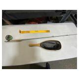 Fly Fishing Rod, Reel, Net, and Ruler