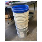 Stack of Six Plastic Utility Buckets