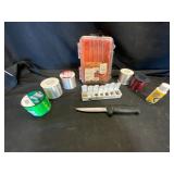 Fishing Gear Lot with Knife and Tackle
